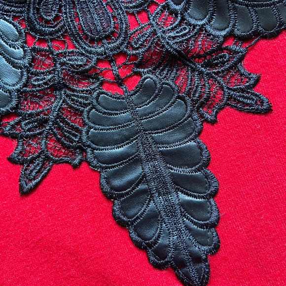 VINTAGE FLORAL LACE LONG SLEEVE DRESSY SWEATER HOLIDAY MOCKNECK WHIMSYGOTH - Picture 8 of 9